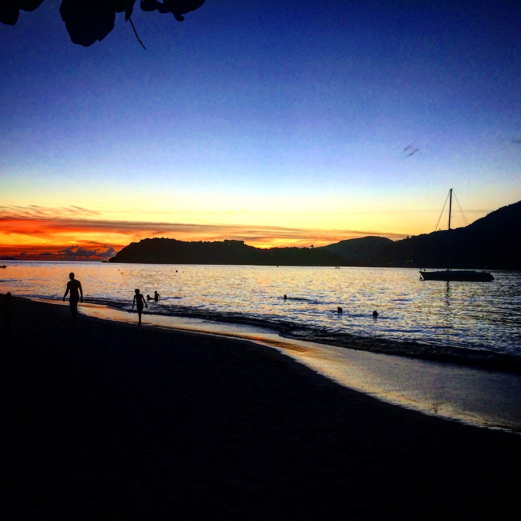 Enjoying the last few minutes of daylight with the locals at Pigoen Beach