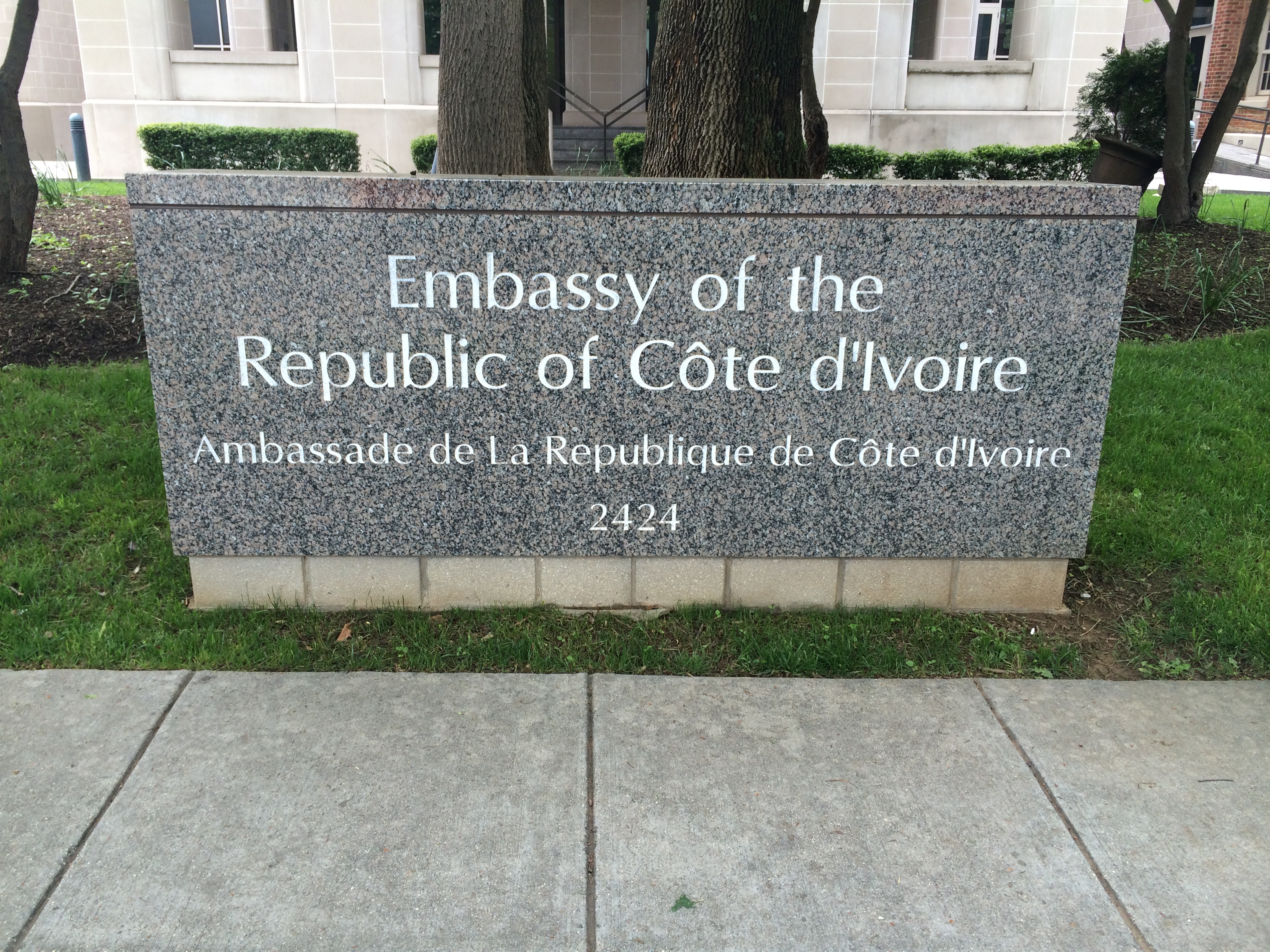 Embassy of The Ivory Coast...how exciting--I'm going in December!